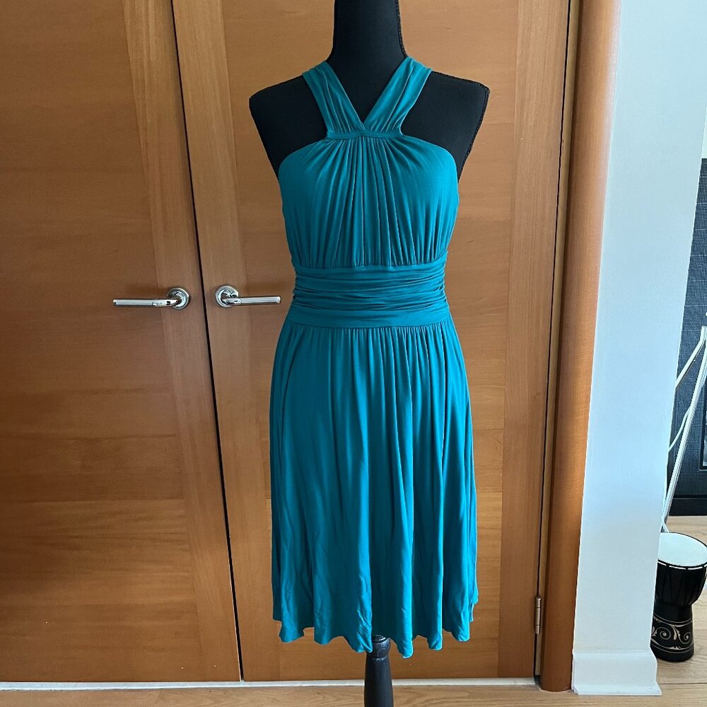 Anthropologie Velvet by Graham & Spencer Sleeveless Green Halter Dress, NWOT L